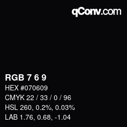カラーコード: RGB 7 6 9 | qconv.com
