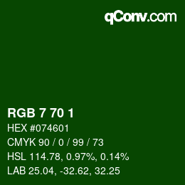 Color code: RGB 7 70 1 | qconv.com