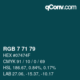 Color code: RGB 7 71 79 | qconv.com