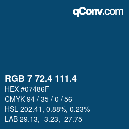 カラーコード: RGB 7 72.4 111.4 | qconv.com