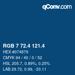 カラーコード: RGB 7 72.4 121.4 | qconv.com