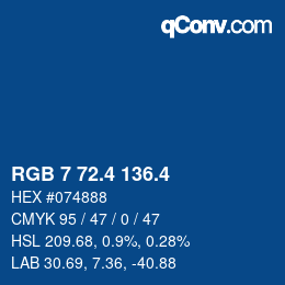 カラーコード: RGB 7 72.4 136.4 | qconv.com