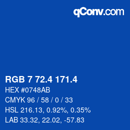 カラーコード: RGB 7 72.4 171.4 | qconv.com