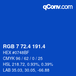 カラーコード: RGB 7 72.4 191.4 | qconv.com
