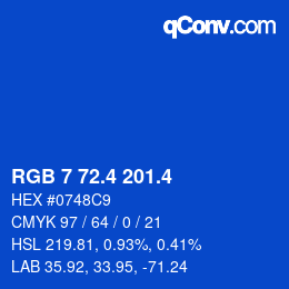 カラーコード: RGB 7 72.4 201.4 | qconv.com
