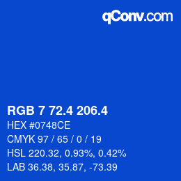 カラーコード: RGB 7 72.4 206.4 | qconv.com