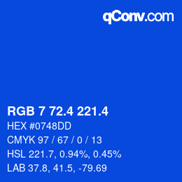 カラーコード: RGB 7 72.4 221.4 | qconv.com
