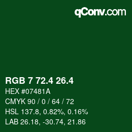 カラーコード: RGB 7 72.4 26.4 | qconv.com