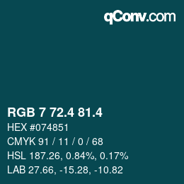 カラーコード: RGB 7 72.4 81.4 | qconv.com