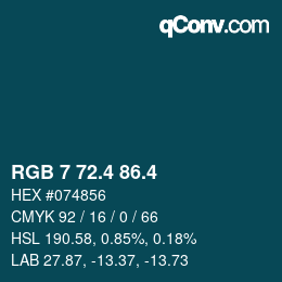 カラーコード: RGB 7 72.4 86.4 | qconv.com
