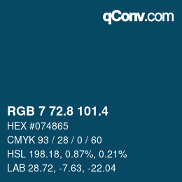 カラーコード: RGB 7 72.8 101.4 | qconv.com