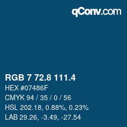 カラーコード: RGB 7 72.8 111.4 | qconv.com