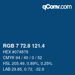 カラーコード: RGB 7 72.8 121.4 | qconv.com