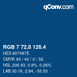 カラーコード: RGB 7 72.8 126.4 | qconv.com