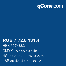 カラーコード: RGB 7 72.8 131.4 | qconv.com