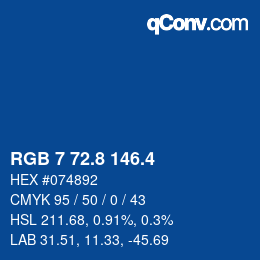 カラーコード: RGB 7 72.8 146.4 | qconv.com