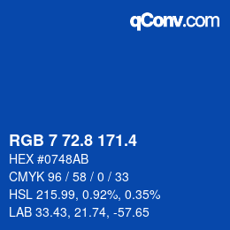 カラーコード: RGB 7 72.8 171.4 | qconv.com