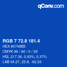 カラーコード: RGB 7 72.8 181.4 | qconv.com
