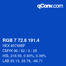 カラーコード: RGB 7 72.8 191.4 | qconv.com