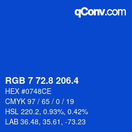 カラーコード: RGB 7 72.8 206.4 | qconv.com