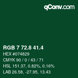 カラーコード: RGB 7 72.8 41.4 | qconv.com