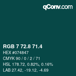 カラーコード: RGB 7 72.8 71.4 | qconv.com