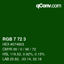Color code: RGB 7 72 3 | qconv.com