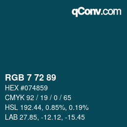Color code: RGB 7 72 89 | qconv.com