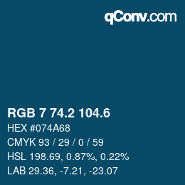 カラーコード: RGB 7 74.2 104.6 | qconv.com