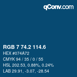 カラーコード: RGB 7 74.2 114.6 | qconv.com