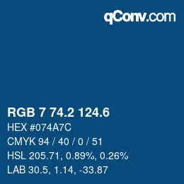 カラーコード: RGB 7 74.2 124.6 | qconv.com