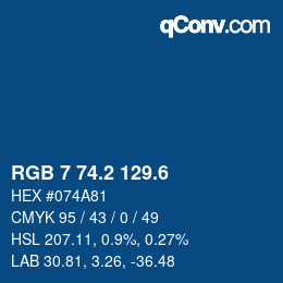 カラーコード: RGB 7 74.2 129.6 | qconv.com