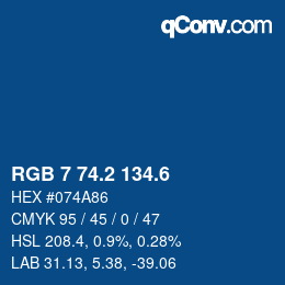 カラーコード: RGB 7 74.2 134.6 | qconv.com