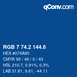 カラーコード: RGB 7 74.2 144.6 | qconv.com