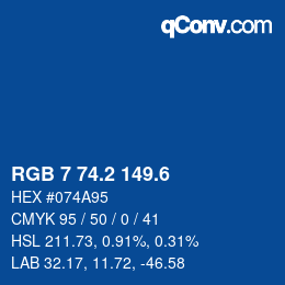 カラーコード: RGB 7 74.2 149.6 | qconv.com