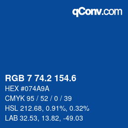 カラーコード: RGB 7 74.2 154.6 | qconv.com