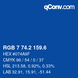 カラーコード: RGB 7 74.2 159.6 | qconv.com