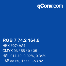 カラーコード: RGB 7 74.2 164.6 | qconv.com