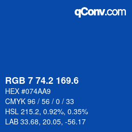 カラーコード: RGB 7 74.2 169.6 | qconv.com