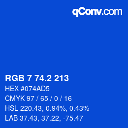 Color code: RGB 7 74.2 213 | qconv.com