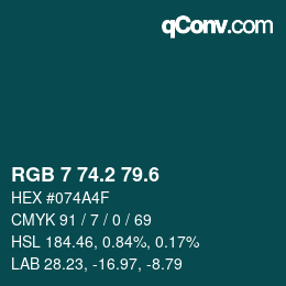 カラーコード: RGB 7 74.2 79.6 | qconv.com
