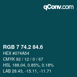 カラーコード: RGB 7 74.2 84.6 | qconv.com