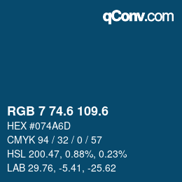 カラーコード: RGB 7 74.6 109.6 | qconv.com