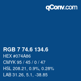 カラーコード: RGB 7 74.6 134.6 | qconv.com