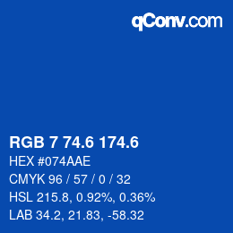 カラーコード: RGB 7 74.6 174.6 | qconv.com