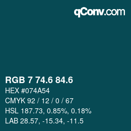 カラーコード: RGB 7 74.6 84.6 | qconv.com