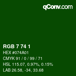 カラーコード: RGB 7 74 1 | qconv.com