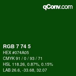 Color code: RGB 7 74 5 | qconv.com
