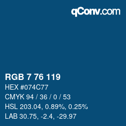 カラーコード: RGB 7 76 119 | qconv.com