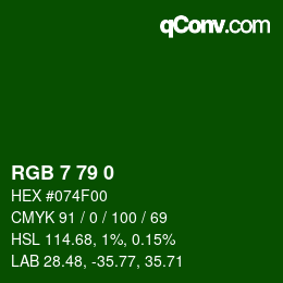 颜色代码: RGB 7 79 0 | qconv.com